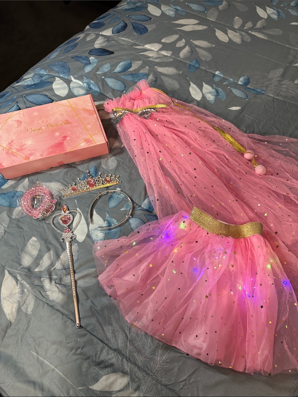 NIB Girls' Pink Tulle Princess Dress & Skirt Set w/Lights Sz S